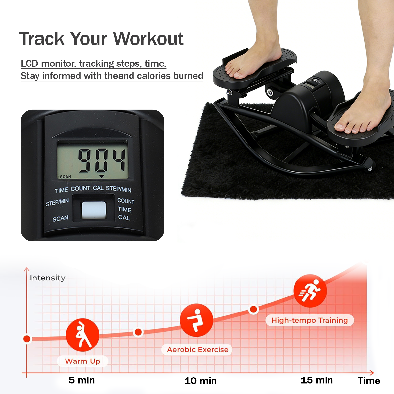 Rock Stepper Machine - The Rock Stepper Side to Side Lateral Rocking Stepper with Digital Monitor